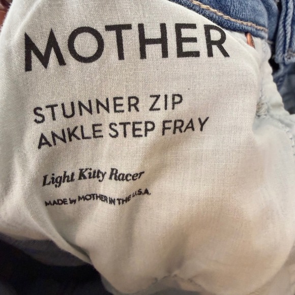 Mother Stunner Zip Ankle Step Fray Jeans Light Kitty Racer - Picture 12 of 13